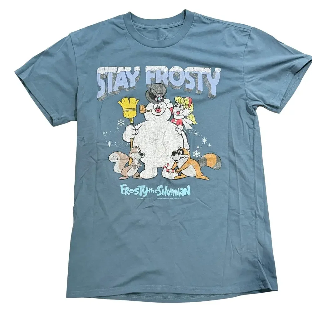 Frosty The SnowMan Graphic Blue/Grey T-Shirt Big Boys | Size Medium